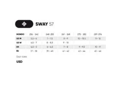 USD Sway 57 Aggressive Skates -Skateboard Shop 710155 USD SWAY 57 sizingchart