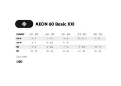 USD Aeon 60 Basic Aggressive Skates -Skateboard Shop 710171 AEON 60 XXI sizingchart