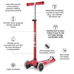 Maxi Micro Deluxe LED Scooter - Red -Skateboard Shop 9jAqmKXo