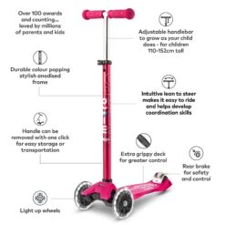 Maxi Micro Deluxe LED Scooter - Pink 9 Maxi Micro Deluxe LED Scooter - Pink -Skateboard Shop DCWVs re