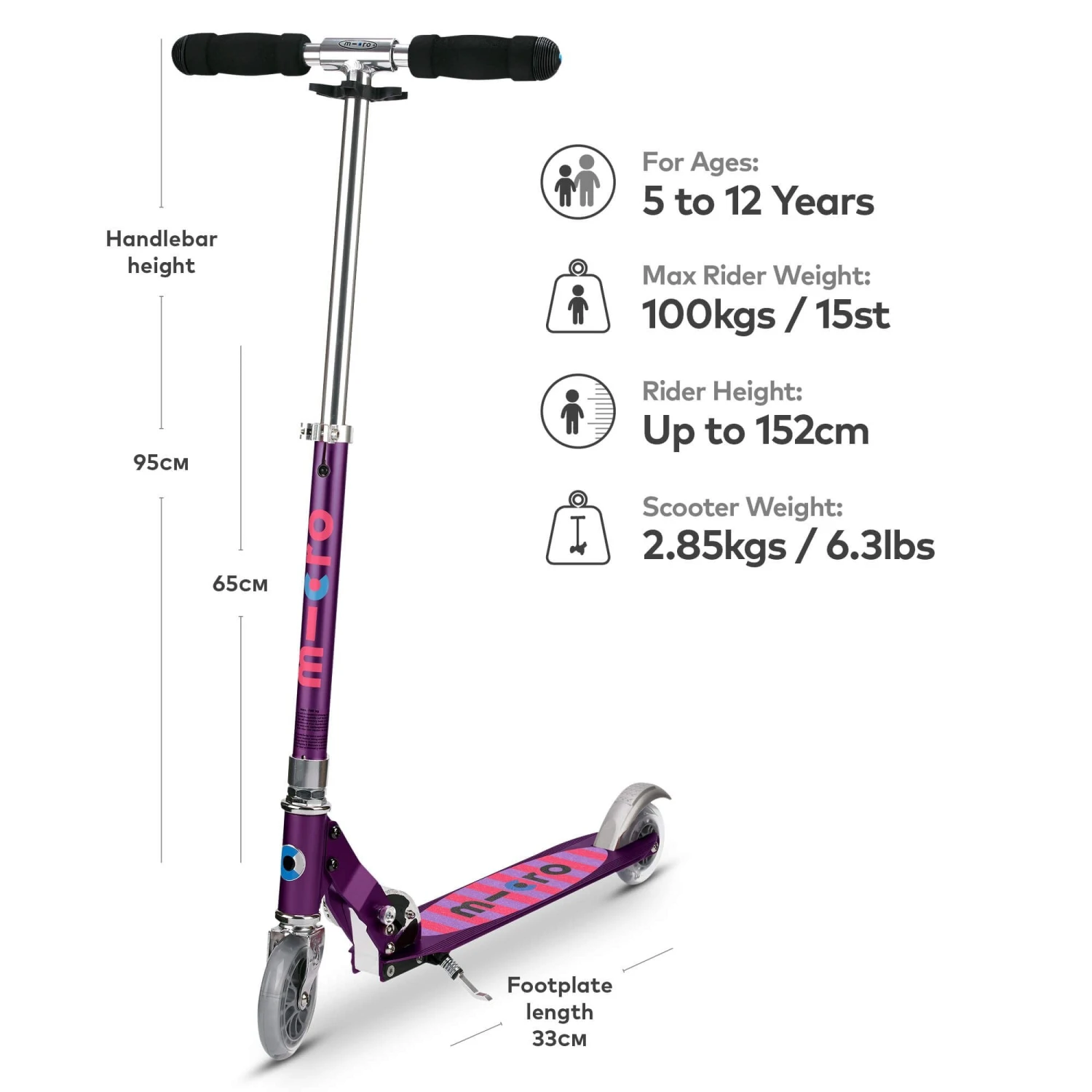 Micro Sprite Scooter - Purple Stripe 4 Micro Sprite Scooter - Purple Stripe - Image 2