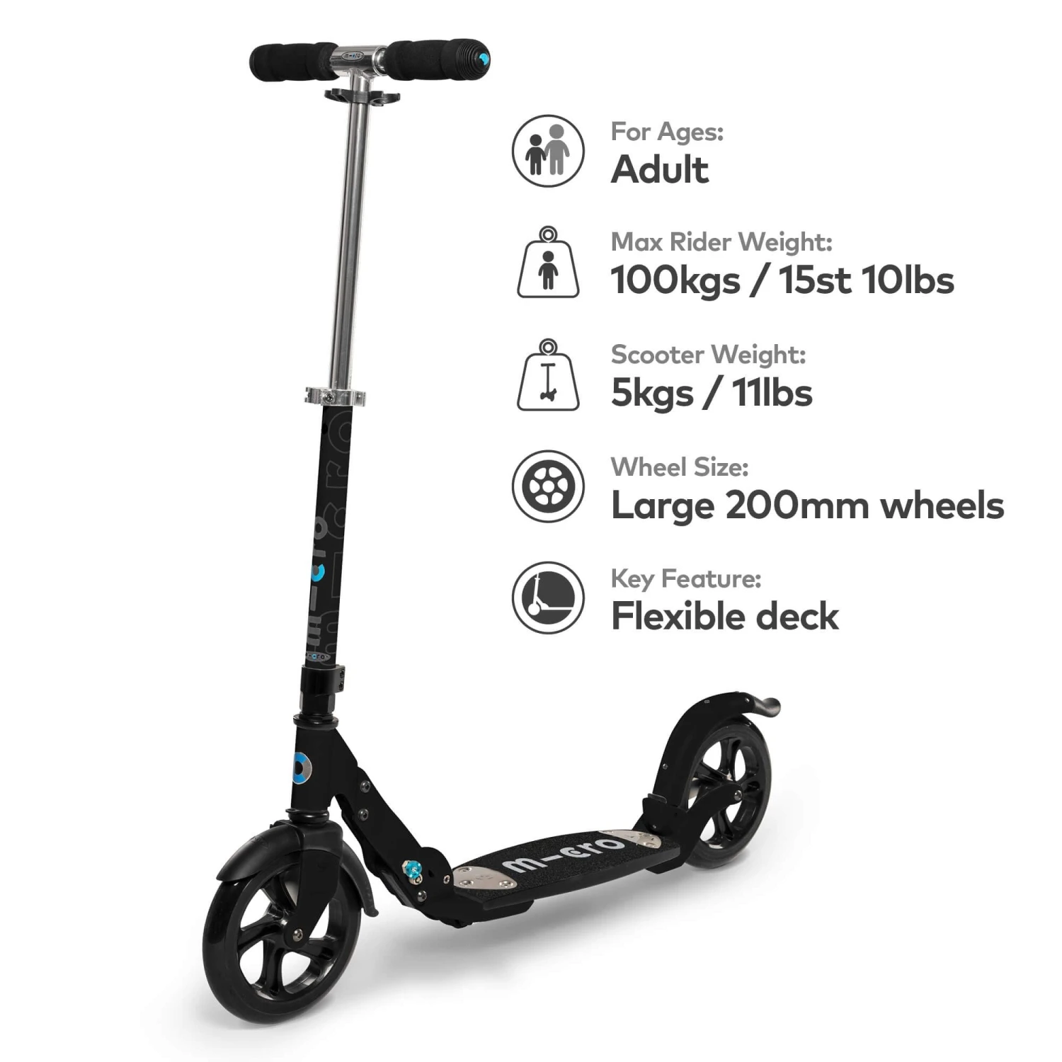 Micro Flex Deluxe Scooter - Black 4 Micro Flex Deluxe Scooter - Black - Image 2