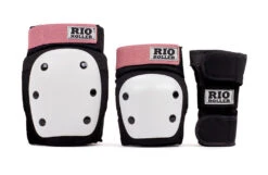 Rio Roller Triple Pad Set - Black/Rose -Skateboard Shop RioRollerTriplePadSet BlackRose2