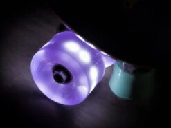 Chaya Neons LED Light Up Roller Skate Wheels Purple 65mm 78a - 4 Pack -Skateboard Shop chaya neons led light up roller skate wheels purple glow