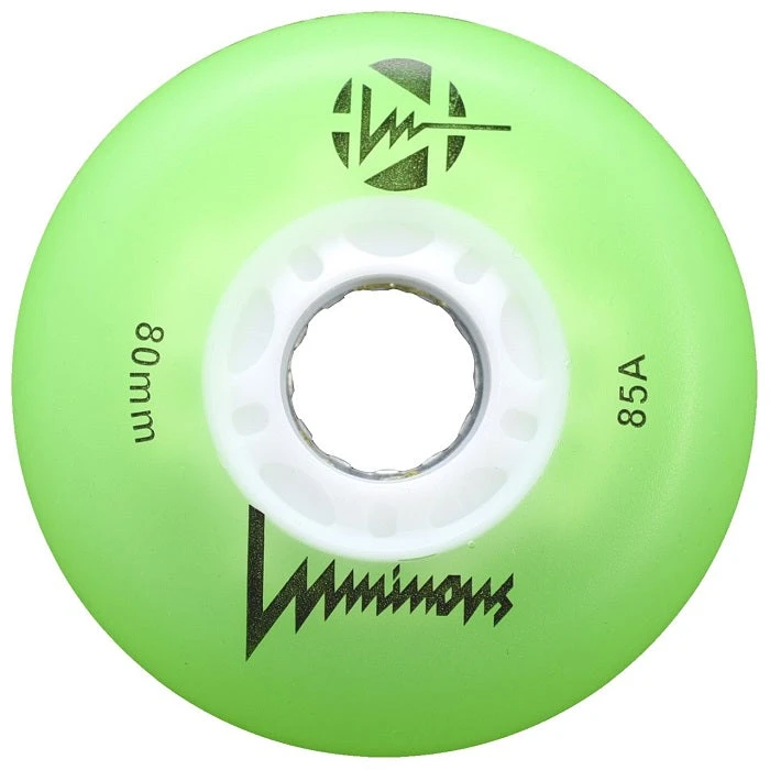 Luminous Light Up Inline Skate Wheels - Green 4 Pack 3 Luminous Light Up Inline Skate Wheels - Green 4 Pack