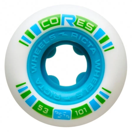 Ricta Cores Neon Blue Skateboard Wheels - 53mm 101a 3 Ricta Cores Neon Blue Skateboard Wheels - 53mm 101a