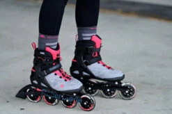Rollerblade Macroblade 90 Womens Skates - Grey/Pink 10 Rollerblade Macroblade 90 Womens Skates - Grey/Pink -Skateboard Shop rollerblade macroblade 90 womens skates grey pink lifestyle
