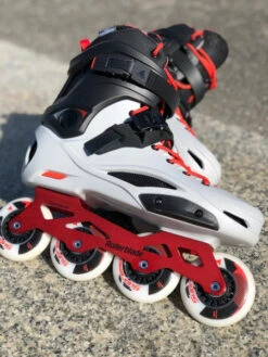 Rollerblade RB Pro X Skates - Grey/Warm Red -Skateboard Shop rollerblade rb pro x skates grey warm red lifestyle