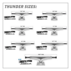 Thunder Lights II Skateboard Trucks Silver - 149 -Skateboard Shop thunder trucks size guide 2 1